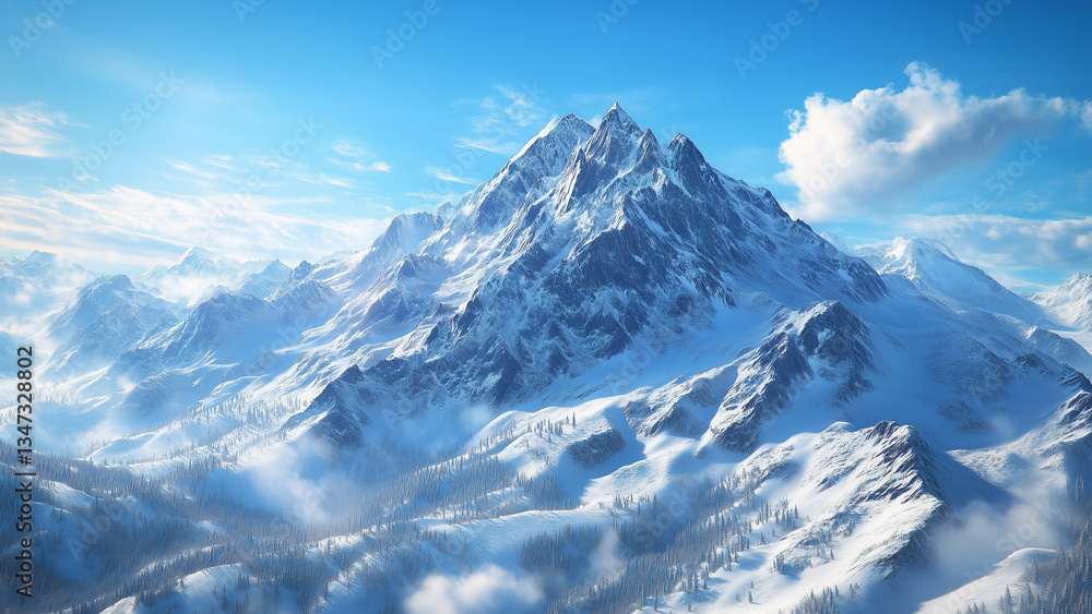 Winter Mountain Wilderness with Pristine White Snow Winter Mountain Wilderness with Pristine White Snow