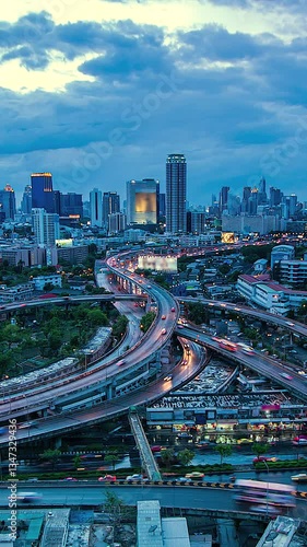 Timelapse  traffic on city streets Timelapse of Bangkok Road with car in Thailand