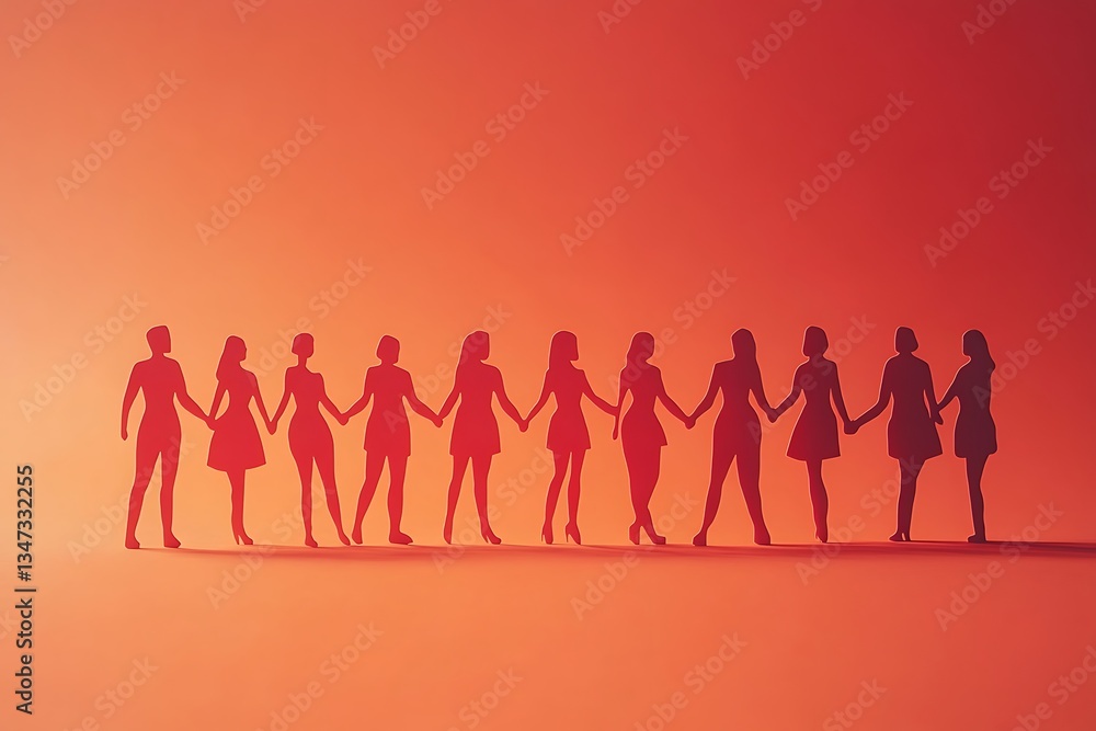 Women Silhouettes Linked Arms Cooperation Women Silhouettes Linked Arms Cooperation
