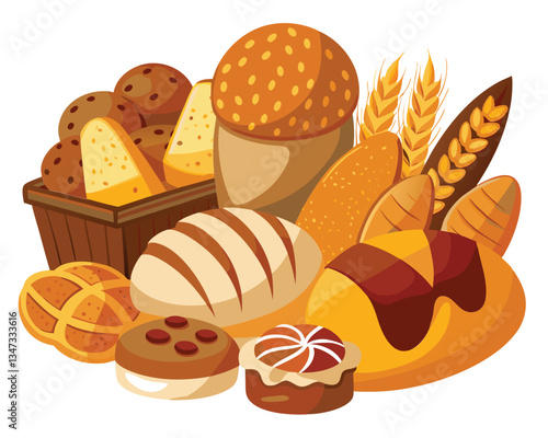Assortment of Freshly Baked Breads. A Bakery Delight