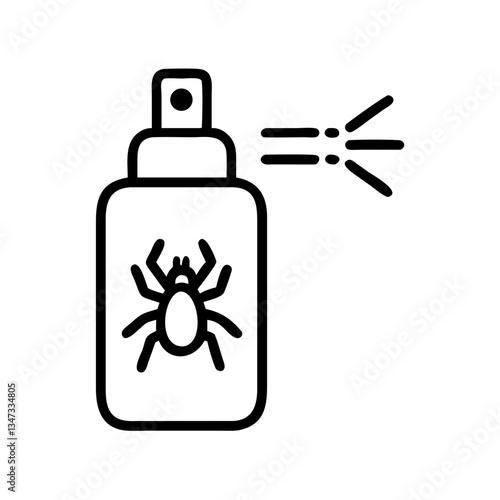 Tick repellent spray with spider illustration in minimal style  
