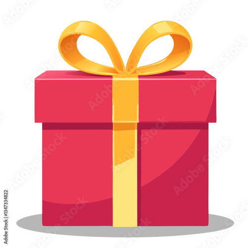 Gift box wrapped with golden ribbon, symbolizing present surprise and celebration