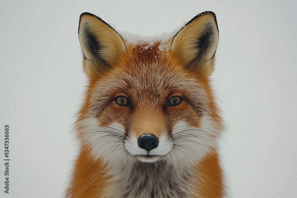 Obraz premium Close up portrait of red fox in the snow. Winter season.