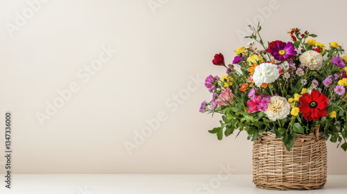 Wallpaper Mural vibrant basket of assorted flowers in various colors, showcasing nature beauty and freshness, perfect for brightening any space Torontodigital.ca