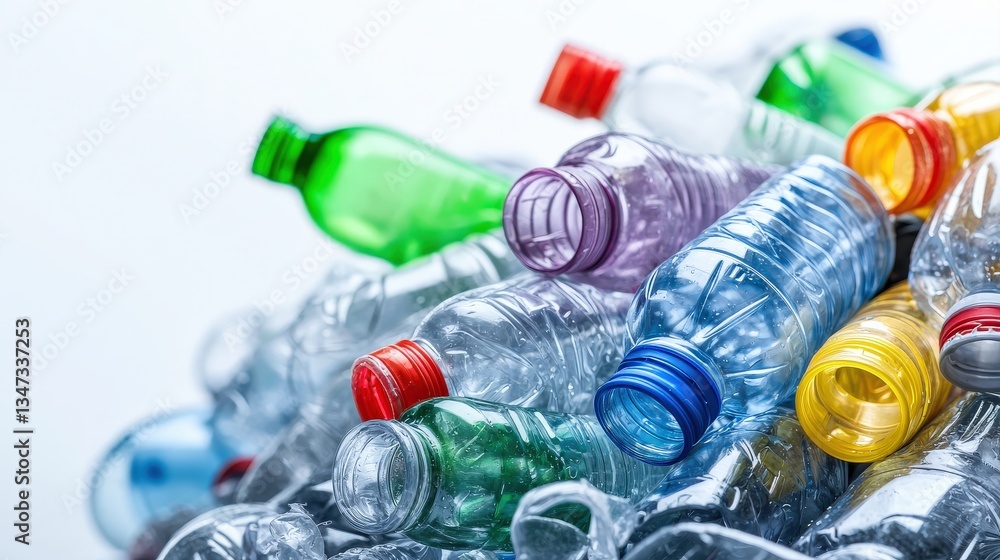 A colorful collection of plastic bottles stacked together, highlighting the issue of waste and recycling in modern society. A colorful collection of plastic bottles stacked together, highlighting the issue of waste and recycling in modern society.