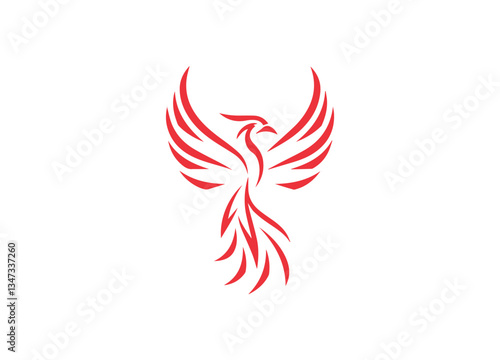A modern and minimalist phoenix or bird logo with an elegant, flowing design. 