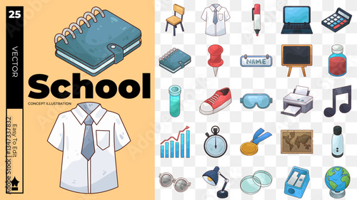school concept illustrations. Set of school vector illustrations