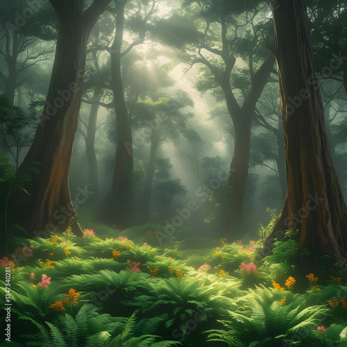 Beautiful nature wood scene