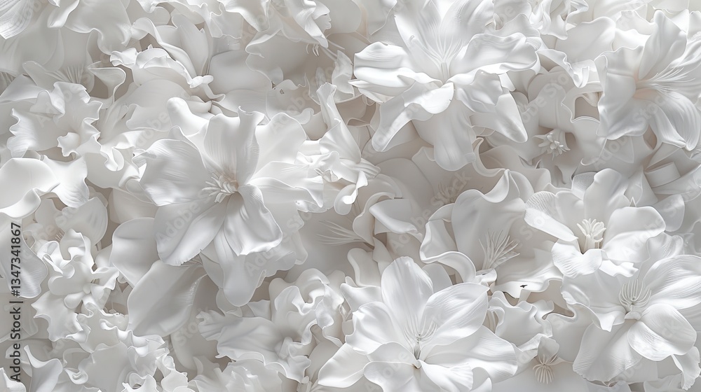 3D render of white flowers and vines on a light background 3D render of white flowers and vines on a light background