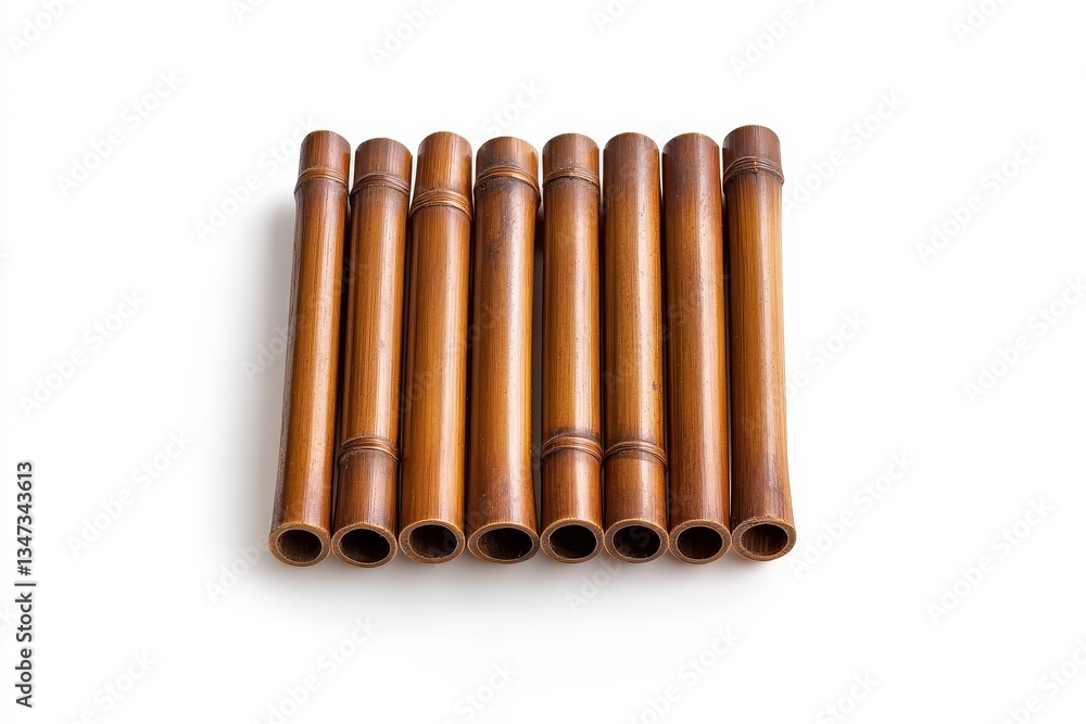 Brown Bamboo Poles Grid Pattern on White Background Brown Bamboo Poles Grid Pattern on White Background