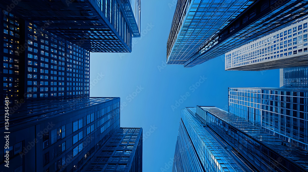 Fototapeta premium Urban Skyscrapers At Dusk