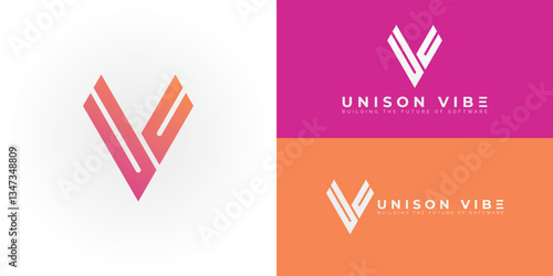 The dynamic emblem, formed by the interconnected initials UV embodies the innovative spirit of a modern software company. The stylized V, constructed with sharp geometric lines
