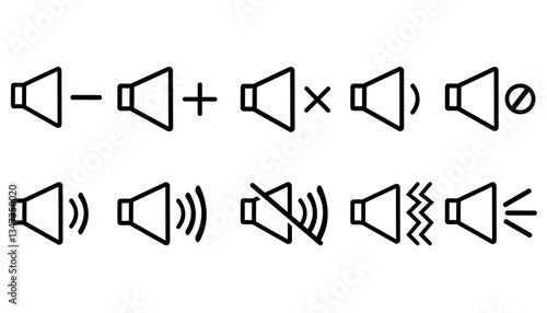 Sound volume icons set with different signal levels on white background. Volume icon vector. Audio speaker volume icon