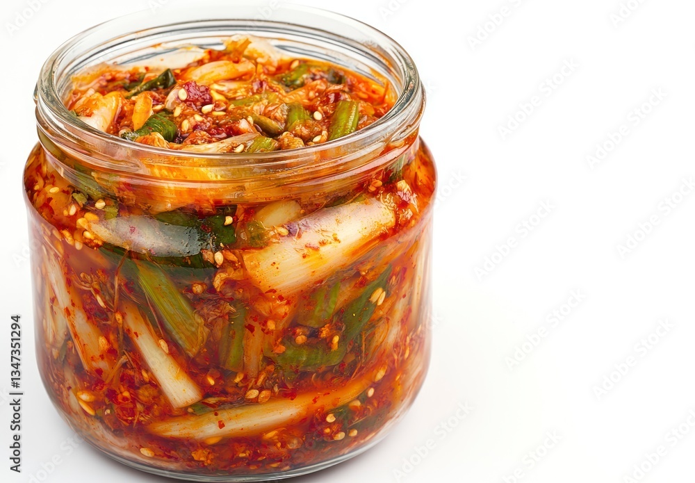 Homemade Kimchi in Glass Jar Delicious Korean Fermented Side Dish Homemade Kimchi in Glass Jar Delicious Korean Fermented Side Dish