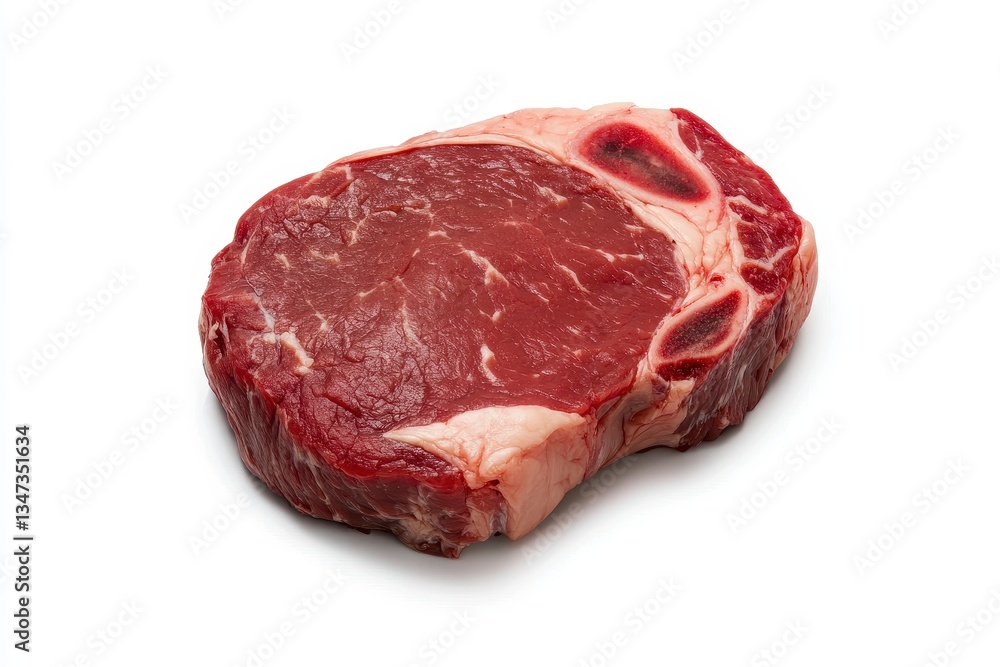 Obraz premium Raw Beef Steak on White Background