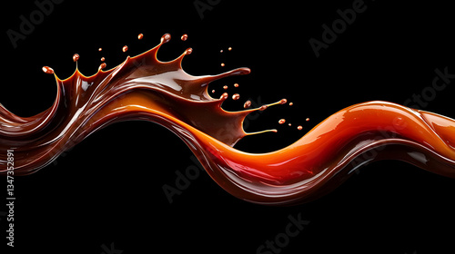 Chocolate Liquid Splash on Black Background