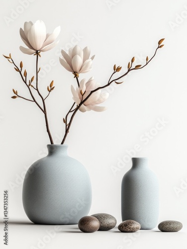 Wallpaper Mural Minimalistic design featuring soft-colored vases and delicate fl Torontodigital.ca