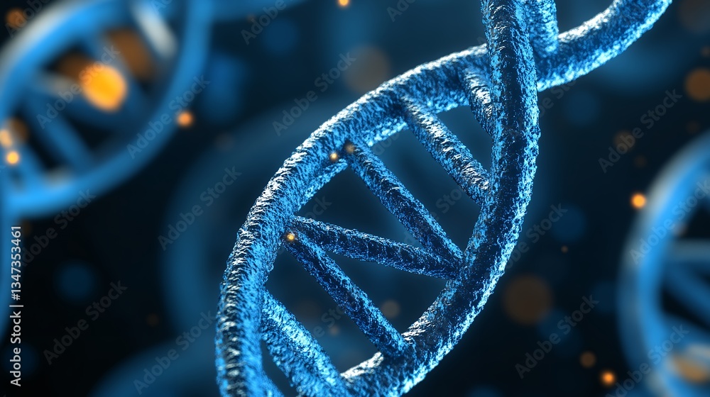 Detailed 3D Render of DNA Helix Structure Molecular Biology Genetics Science