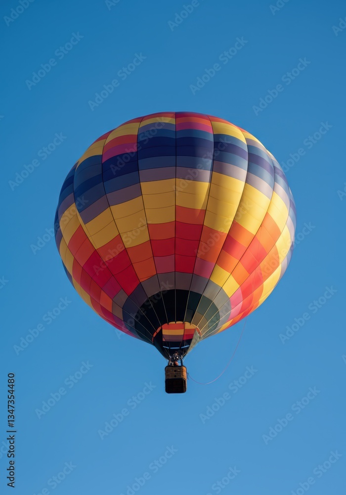 Naklejka premium Colorful hot air balloon soaring against a clear blue sky