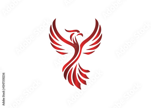 A modern and minimalist phoenix or bird logo with an elegant, flowing design. 