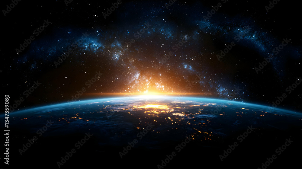 Obraz premium Sunrise Over Earth From Space