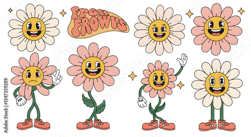 Colorful Daisies with Smiling Faces