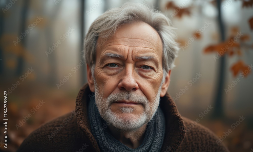 Elderly man in a forest setting Elderly man in a forest setting