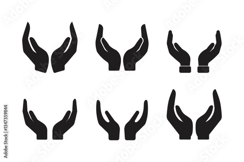 protecting hands icon cupped hands vector silhouette