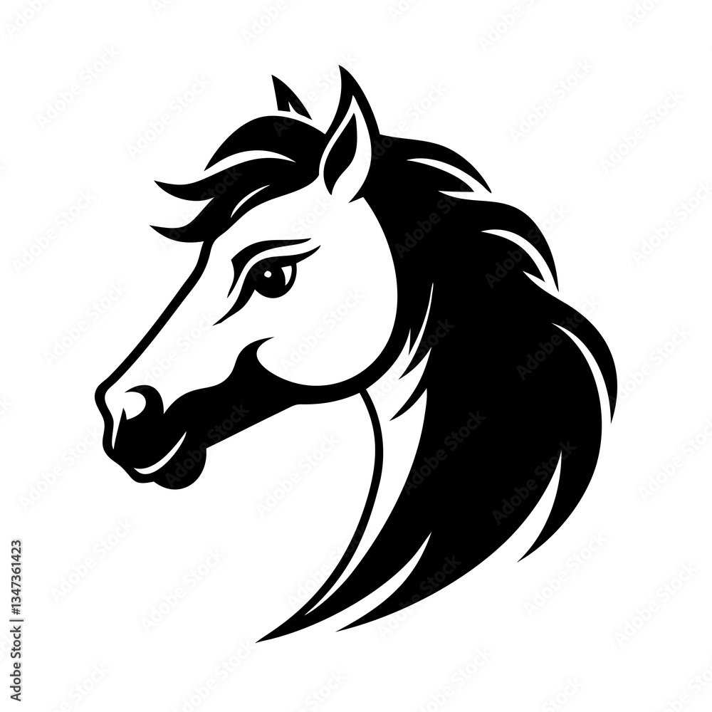 vector illustration of black horse head icon in white backgrourd vector illustration of black horse head icon in white backgrourd