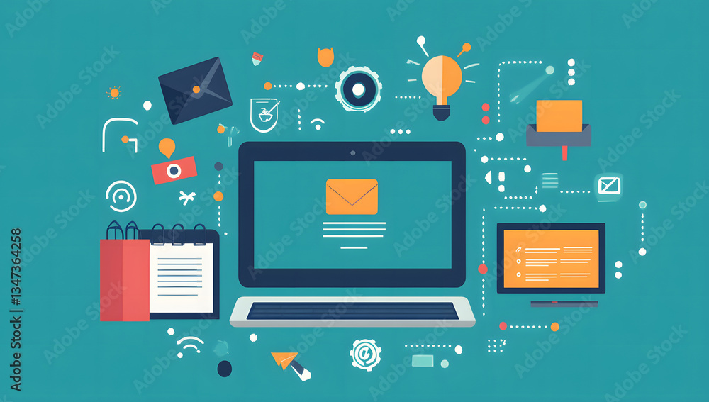 Streamlined Digital Workflow Laptop, Email, and Productivity Tools Design