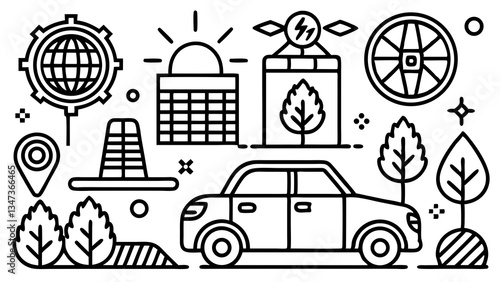 "Ecology Environment Icons SVG – Line Style Vector Set"