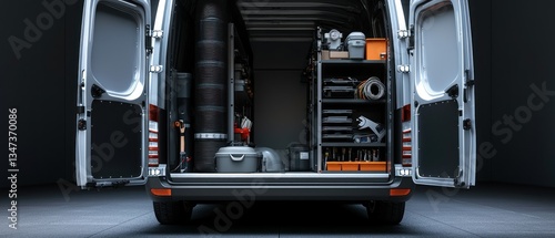 Vans Interior Equipped for Service with Tools and Supplies