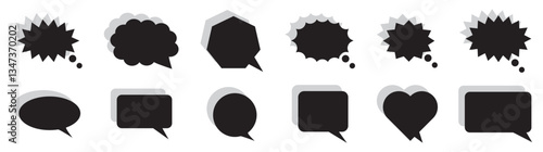 Comic speech bubbles with black silhouette and shadow