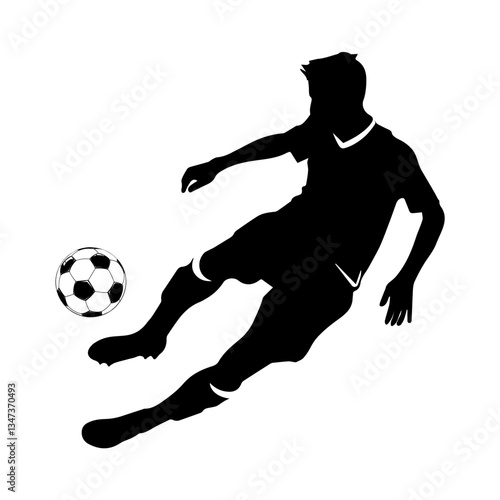 Football player, kicking ball soccer, abstract isolated vector silhouette