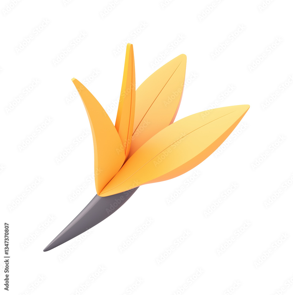 Bird of paradise flower illustration with long leaves in shades of orange PNG on Transparent Background Bird of paradise flower illustration with long leaves in shades of orange PNG on Transparent Background