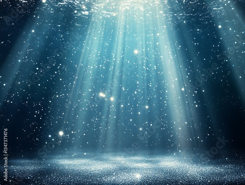 Underwater Light Beam Radiating Sparkle.