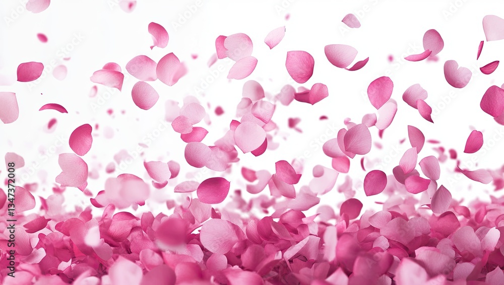 Delicate pink petals in mid-air, cascading down onto a bed of similar petals Delicate pink petals in mid-air, cascading down onto a bed of similar petals