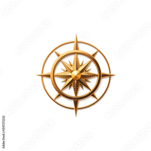 Compass gold metal icon on white background. Generative AI