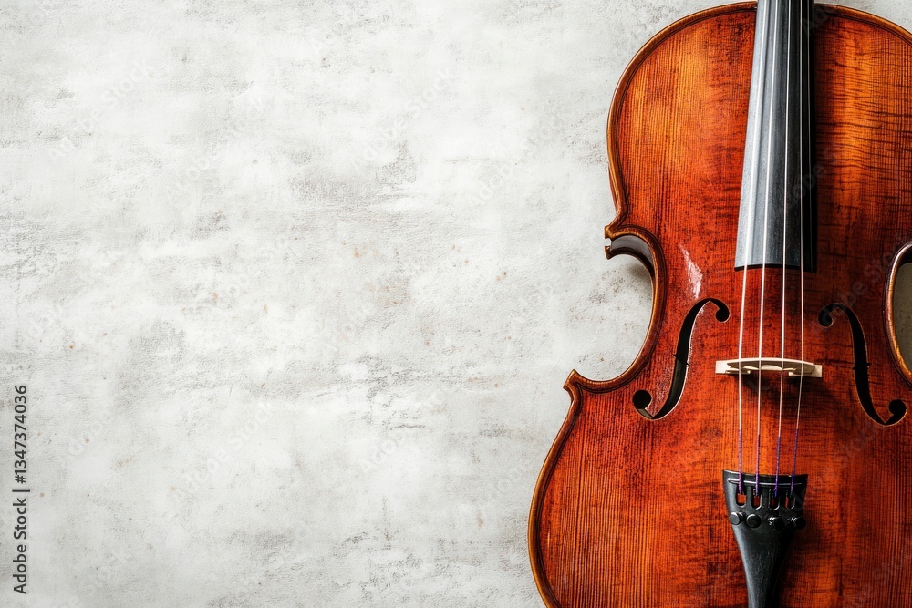 Fototapeta premium Elegant Cello Close-up on Textured Surface Background for Music Concepts