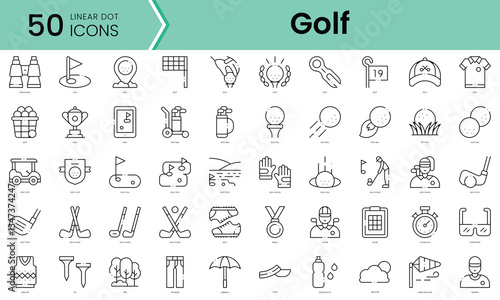 Set of golf icons. Line art style icons bundle. vector illustration