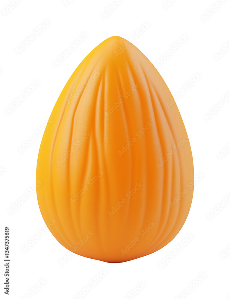 Orange seed-like object with a smooth skin and curved indentations PNG on Transparent Background