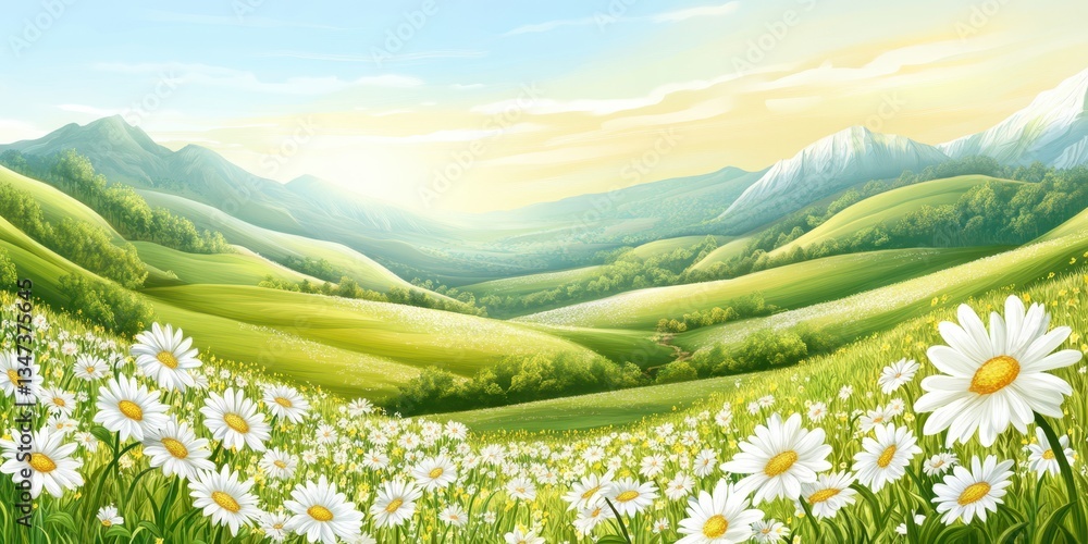 Obraz premium Grass field valley banner 