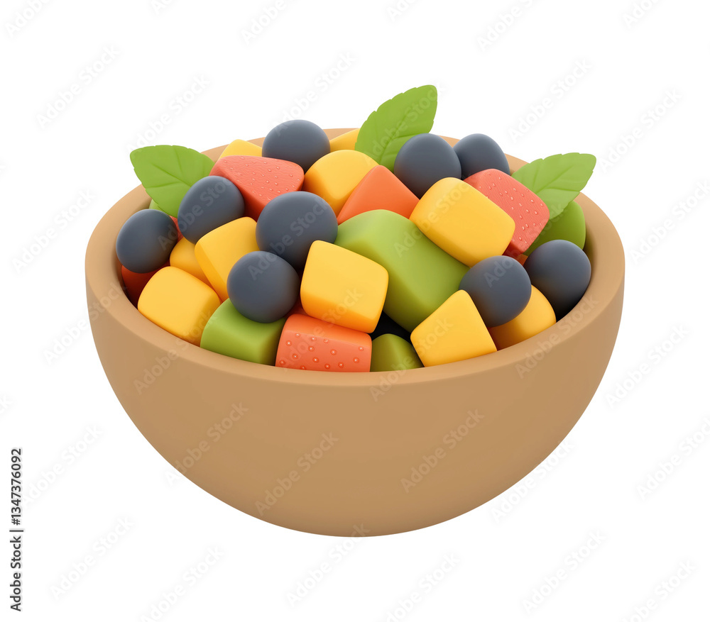 Colorful bowl of fresh fruit salad a refreshing and healthy treat PNG on Transparent Background Colorful bowl of fresh fruit salad a refreshing and healthy treat PNG on Transparent Background