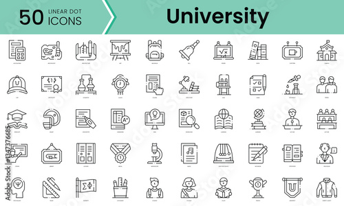 Set of university icons. Line art style icons bundle. vector illustration