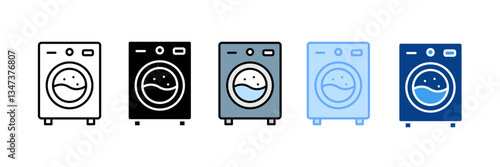 Washing Machine  Icon Set Multiple Style Collection