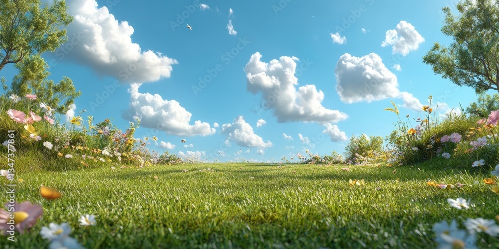 Fototapeta premium Grass field valley banner 