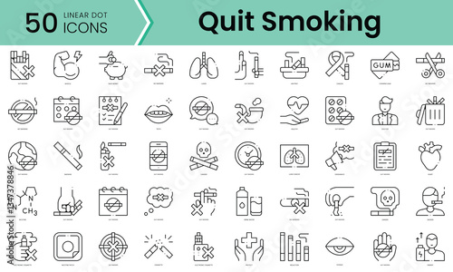 Set of quit smoking icons. Line art style icons bundle. vector illustration