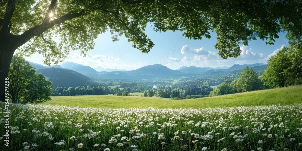 Fototapeta premium Grass field valley banner