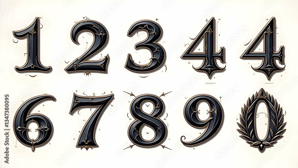 Collection of numbered design elements Collection of numbered design elements
