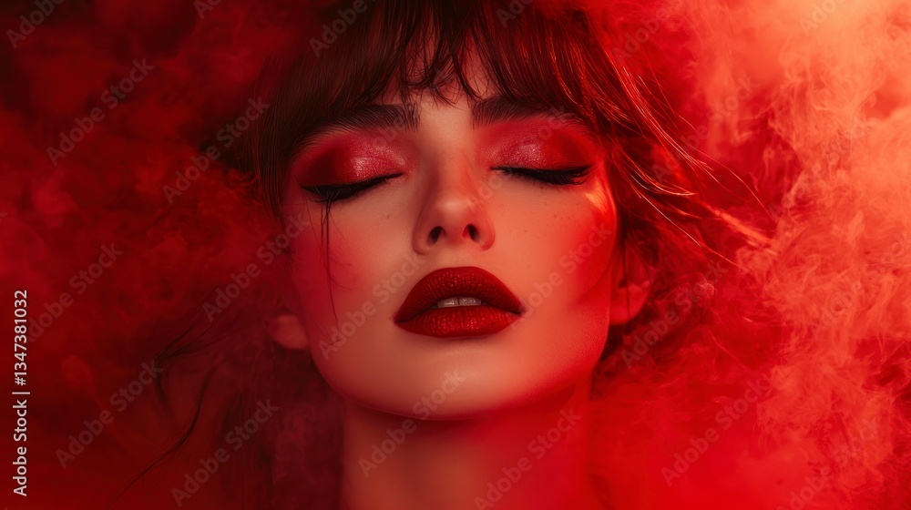 custom made wallpaper toronto digitalIntense portrait of a woman with dramatic red makeup